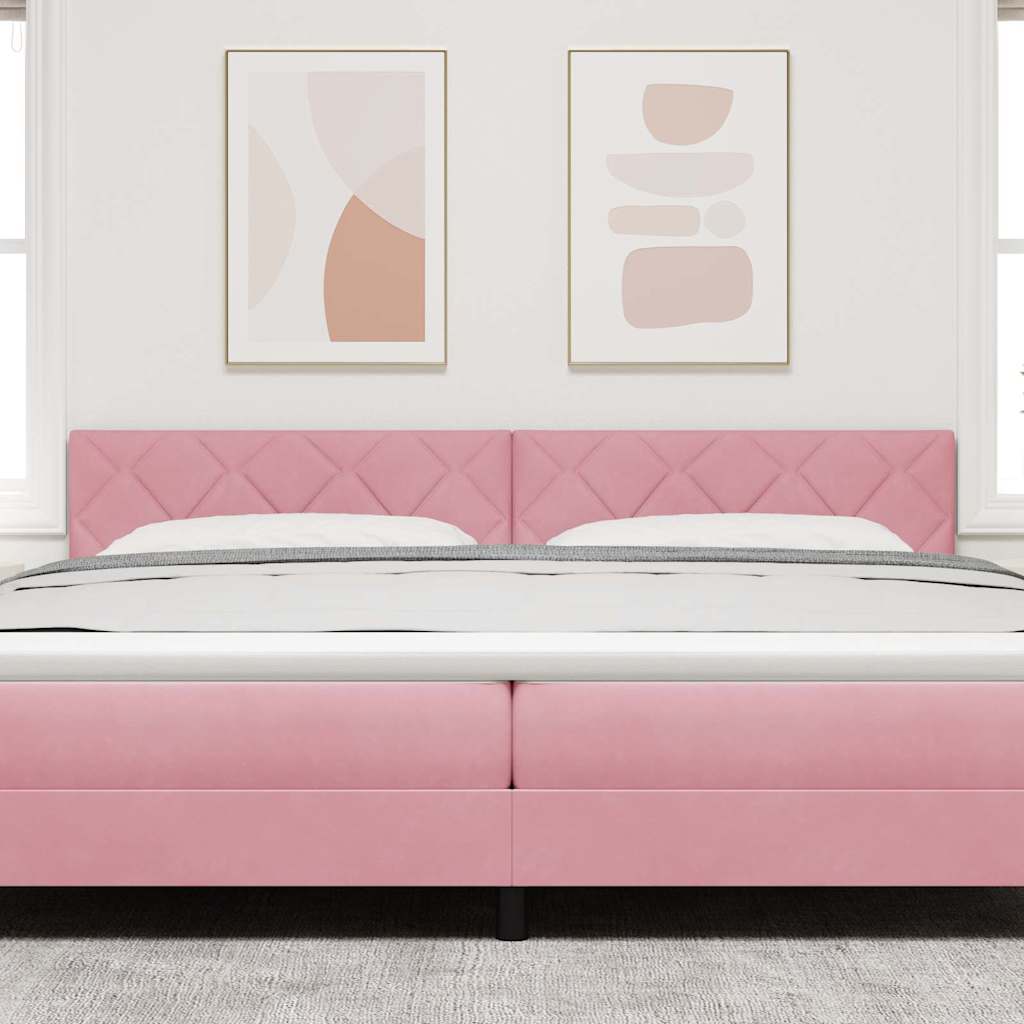 Headboard Wall-mounted Geometric Manual Pink 200 cm Velvet