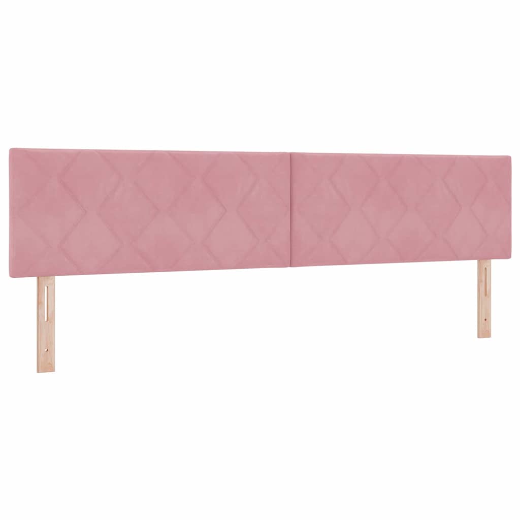 Headboard Wall-mounted Geometric Manual Pink 200 cm Velvet