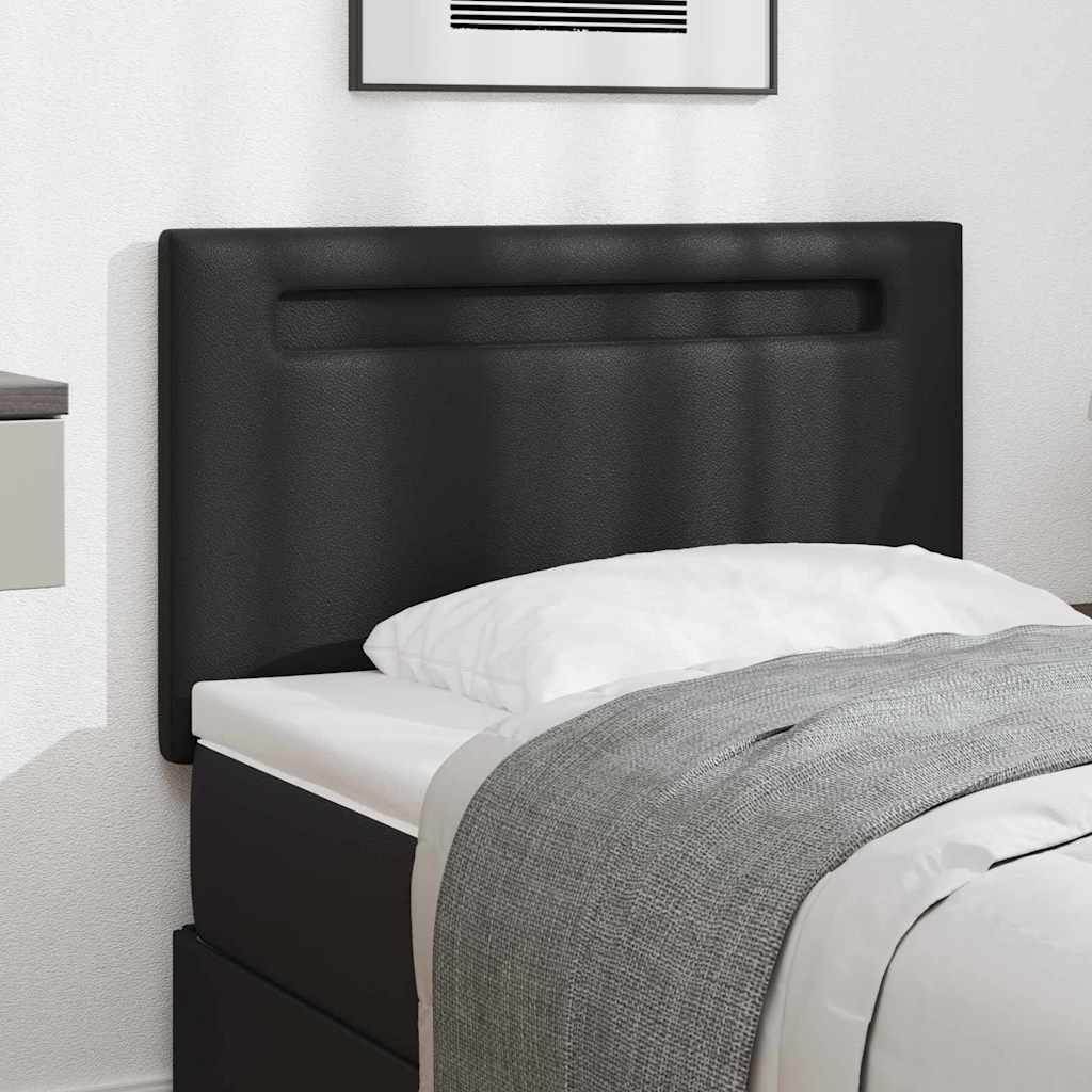 Headboard with LED Strip Lights Wall-mounted Black 90 cm PVC