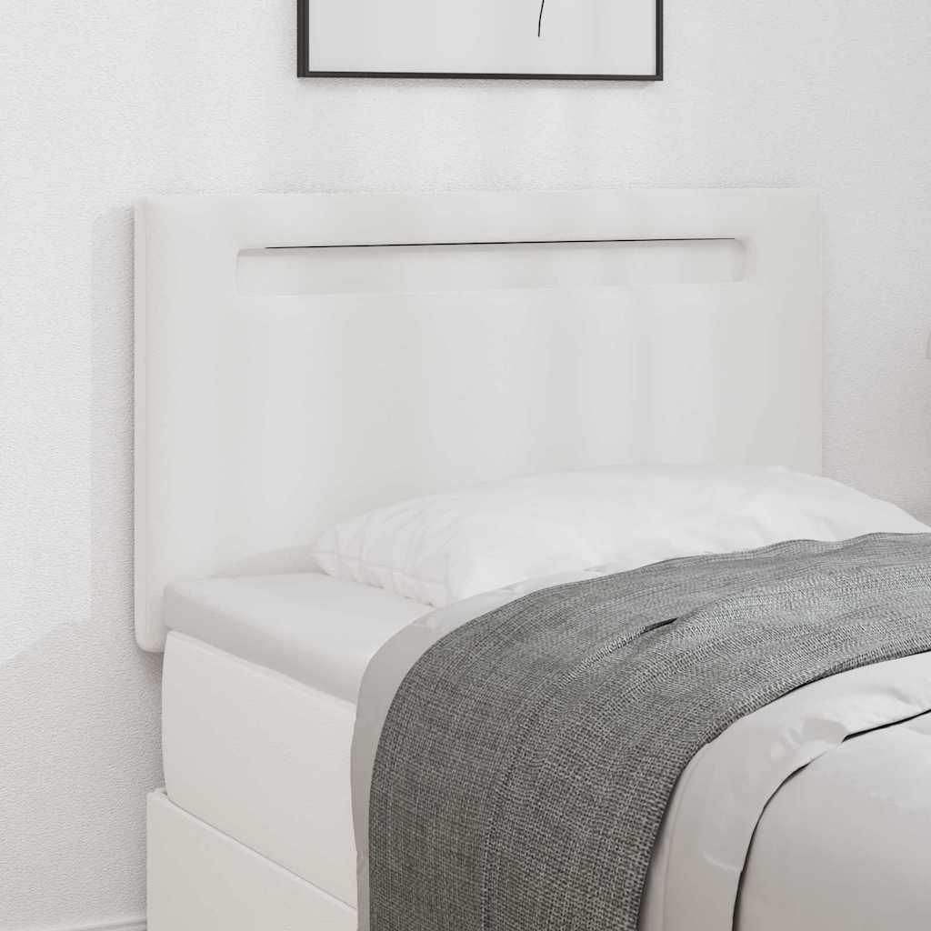 Headboard with LED Strip Lights Wall-mounted White 90 cm PVC