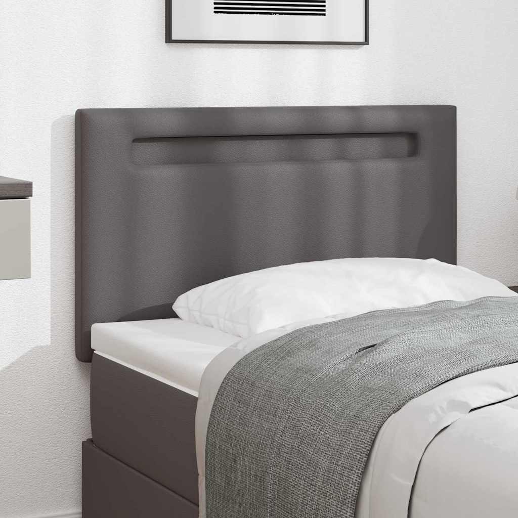 Headboard with LED Strip Lights Wall-mounted Grey 100 cm PVC