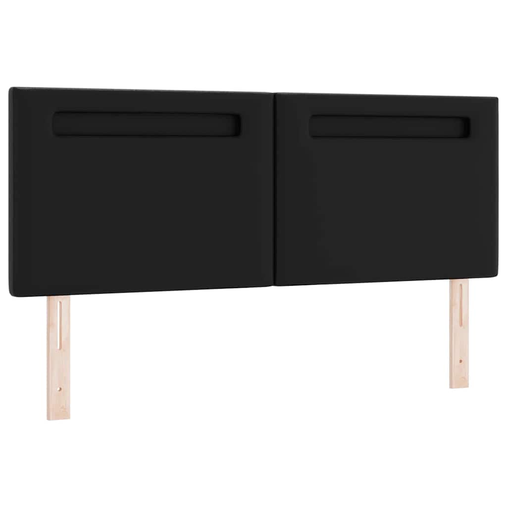 Headboard with LED Strip Lights Wall-mounted Black 144 cm PVC