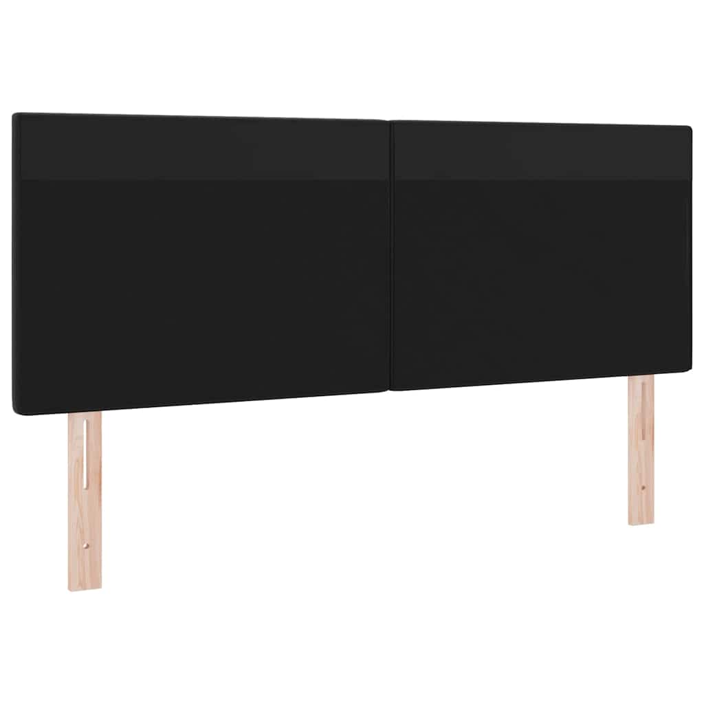 Headboard with LED Strip Lights Wall-mounted Black 144 cm PVC