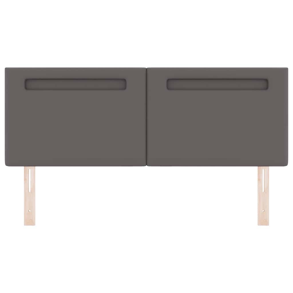 Headboard with LED Strip Lights Wall-mounted Grey 144 cm PVC