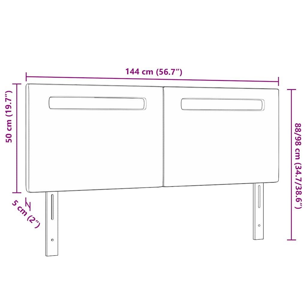 Headboard with LED Strip Lights Wall-mounted Grey 144 cm PVC