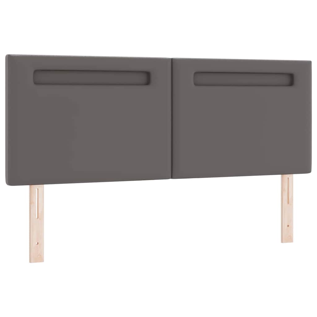 Headboard with LED Strip Lights Wall-mounted Grey 160 cm PVC