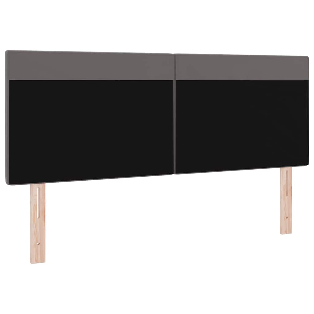 Headboard with LED Strip Lights Wall-mounted Grey 160 cm PVC