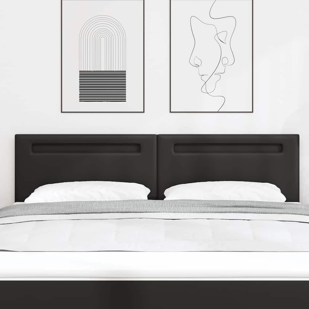 Headboard with LED Strip Lights Wall-mounted Black 180 cm PVC