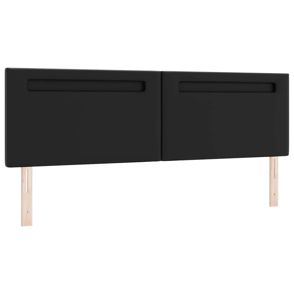 Headboard with LED Strip Lights Wall-mounted Black 180 cm PVC