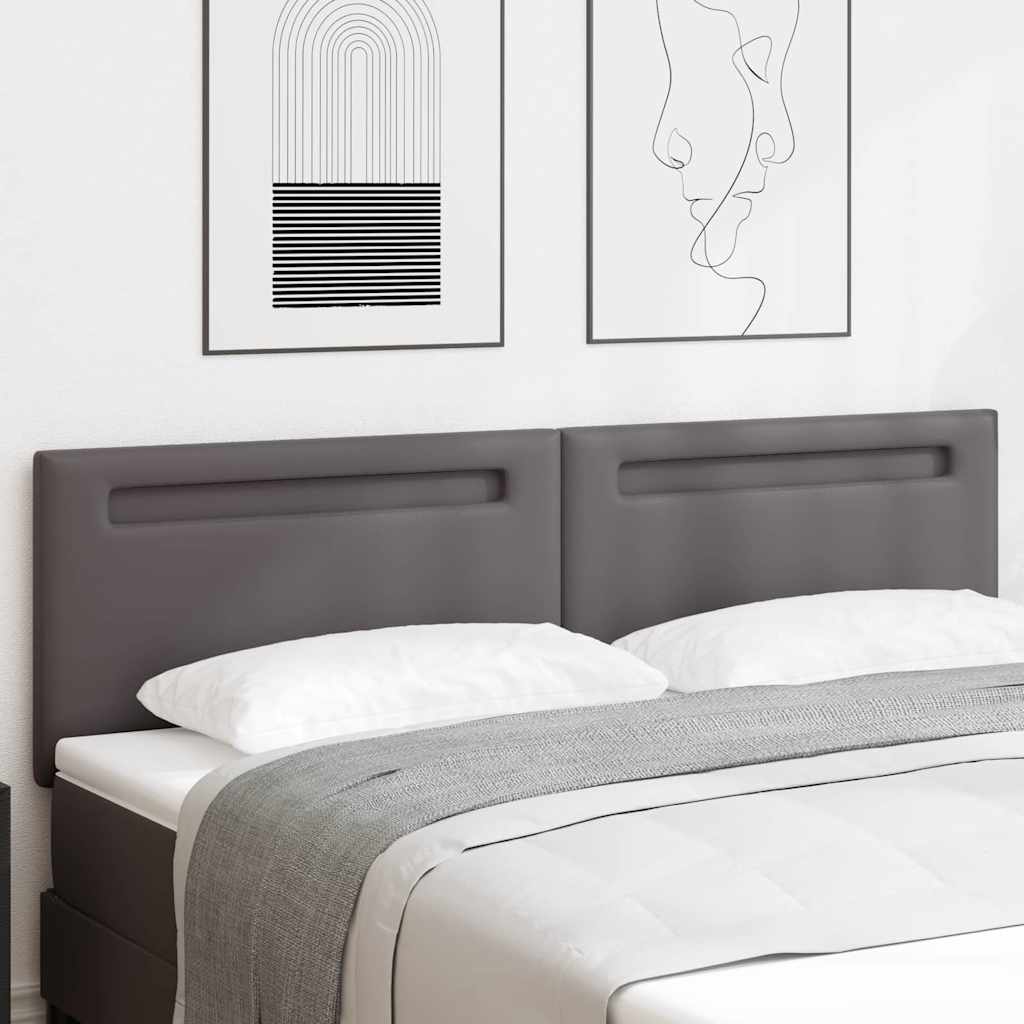 Headboard with LED Strip Lights Wall-mounted Grey 180 cm PVC