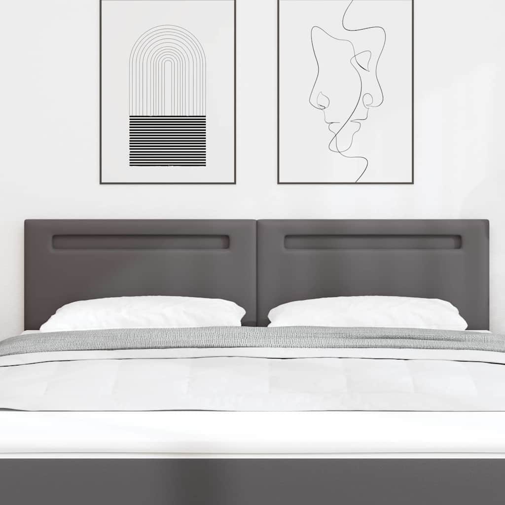 Headboard with LED Strip Lights Wall-mounted Grey 180 cm PVC