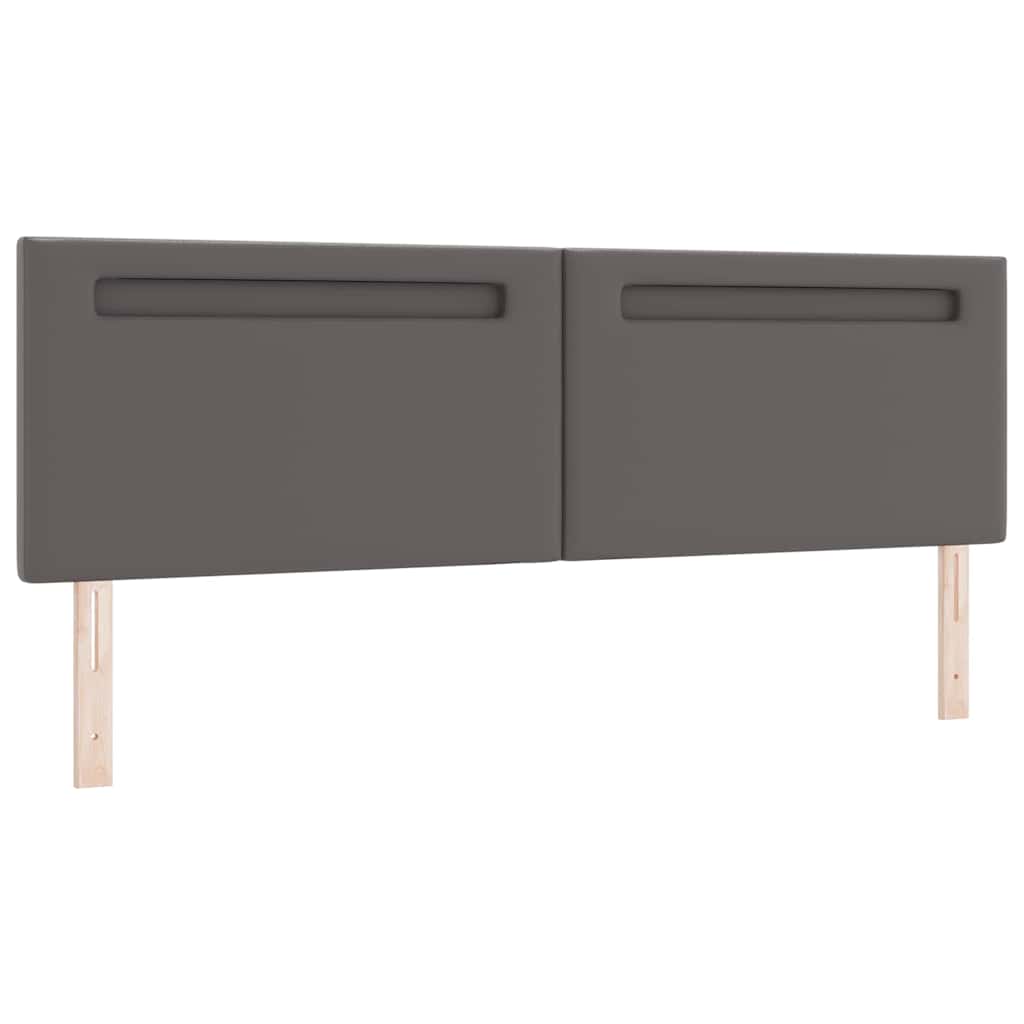 Headboard with LED Strip Lights Wall-mounted Grey 180 cm PVC