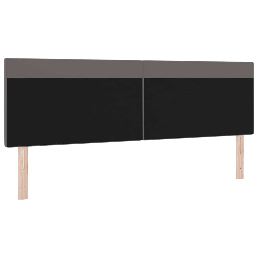 Headboard with LED Strip Lights Wall-mounted Grey 180 cm PVC