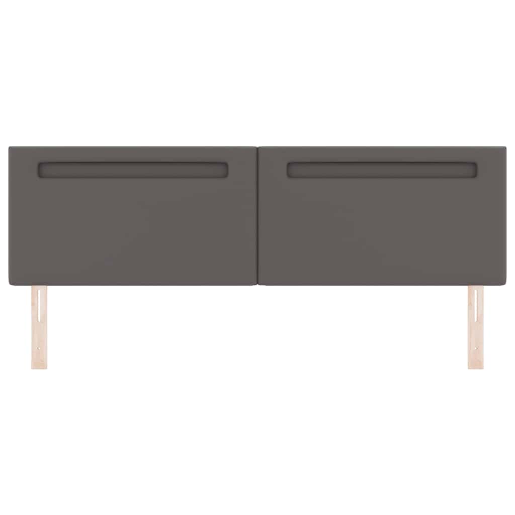 Headboard with LED Strip Lights Wall-mounted Grey 180 cm PVC