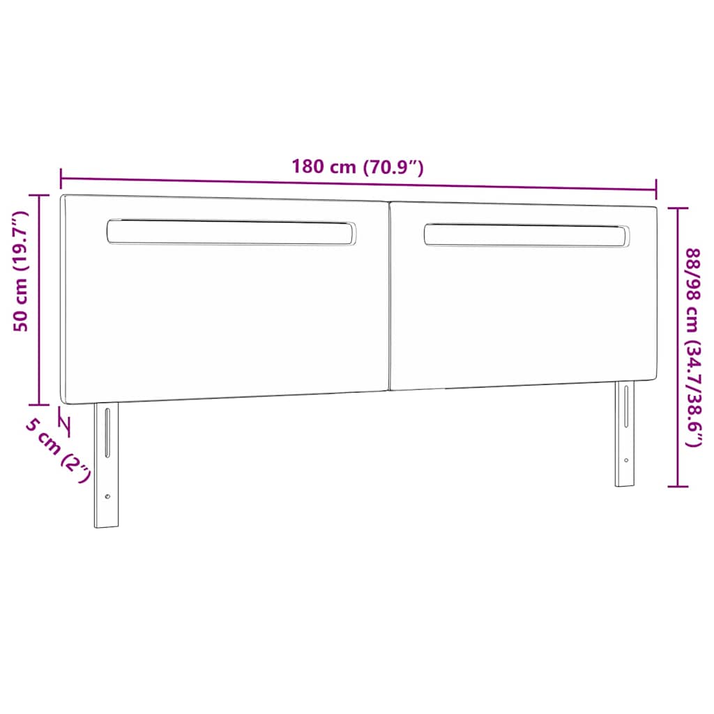 Headboard with LED Strip Lights Wall-mounted Grey 180 cm PVC