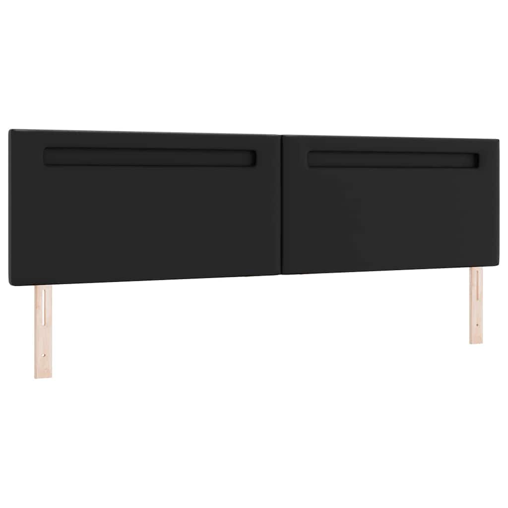 Headboard with LED Strip Lights Wall-mounted Black 200 cm PVC