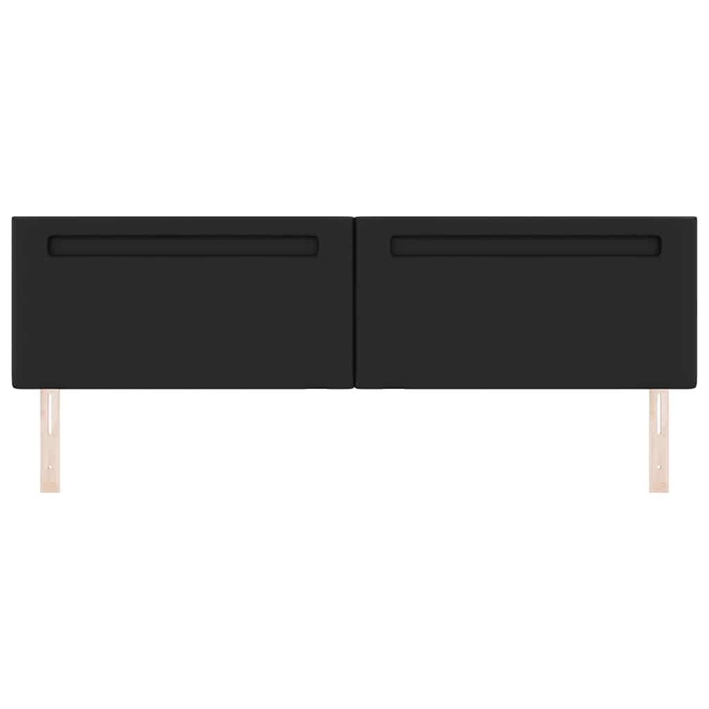 Headboard with LED Strip Lights Wall-mounted Black 200 cm PVC