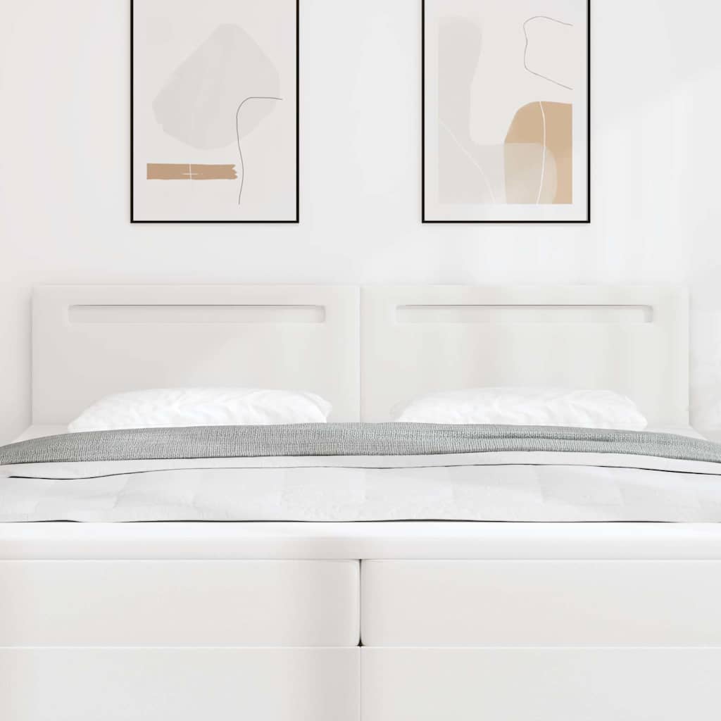 Headboard with LED Strip Lights Wall-mounted White 200 cm PVC
