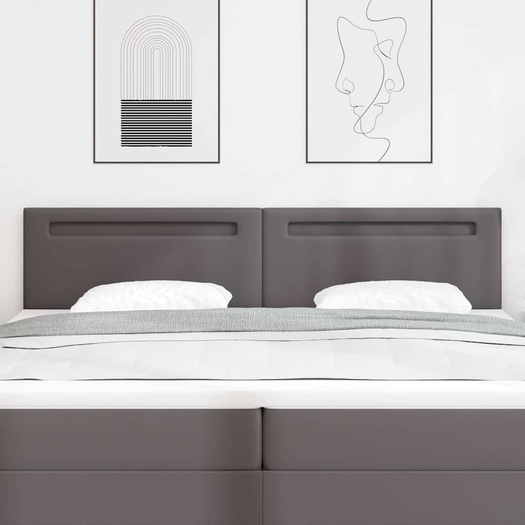 Headboard with LED Strip Lights Wall-mounted Grey 200 cm PVC