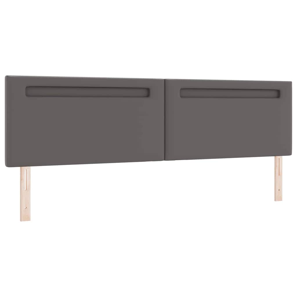 Headboard with LED Strip Lights Wall-mounted Grey 200 cm PVC