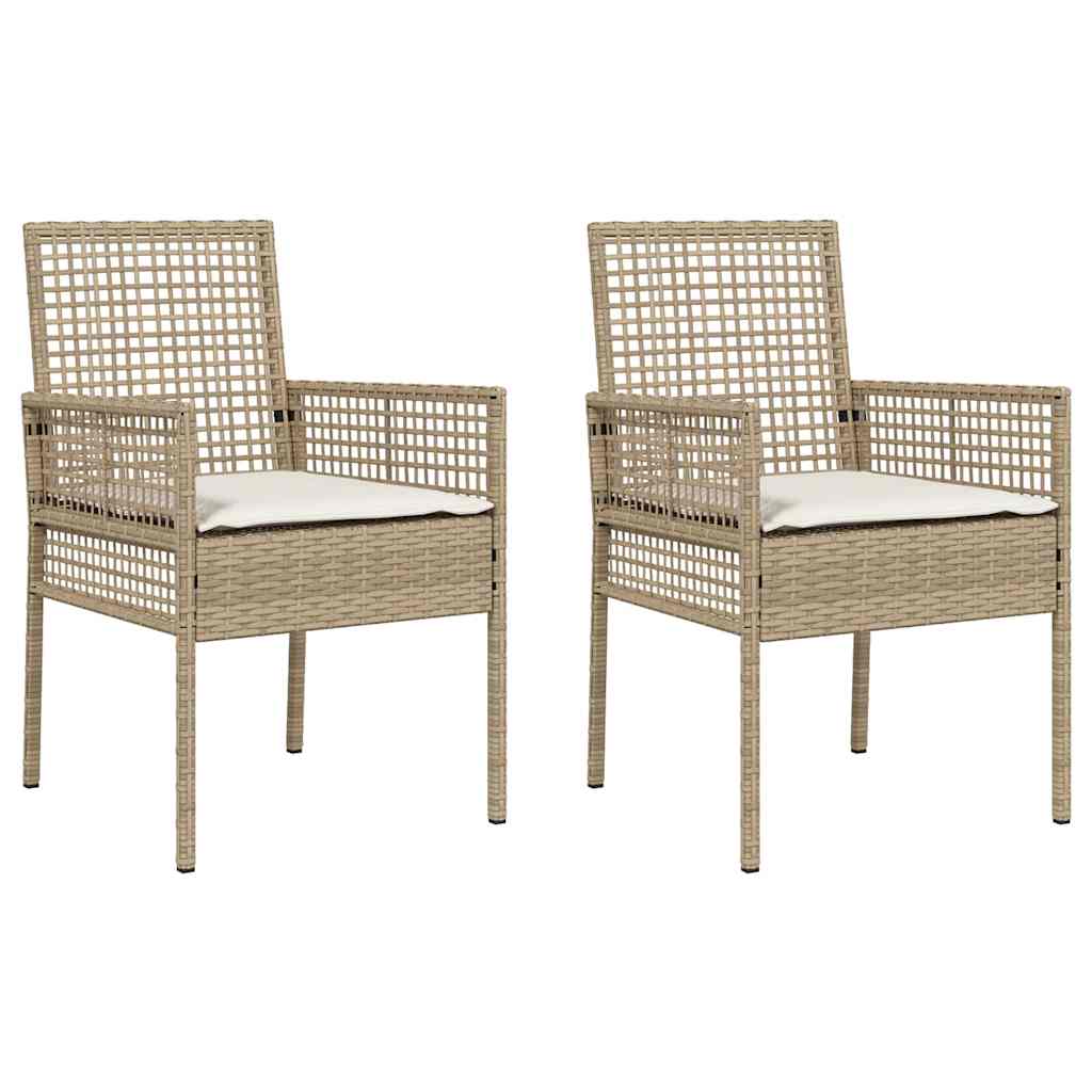 Garden Chair 2 pcs Beige 53 x 60 x 85cm Poly Rattan