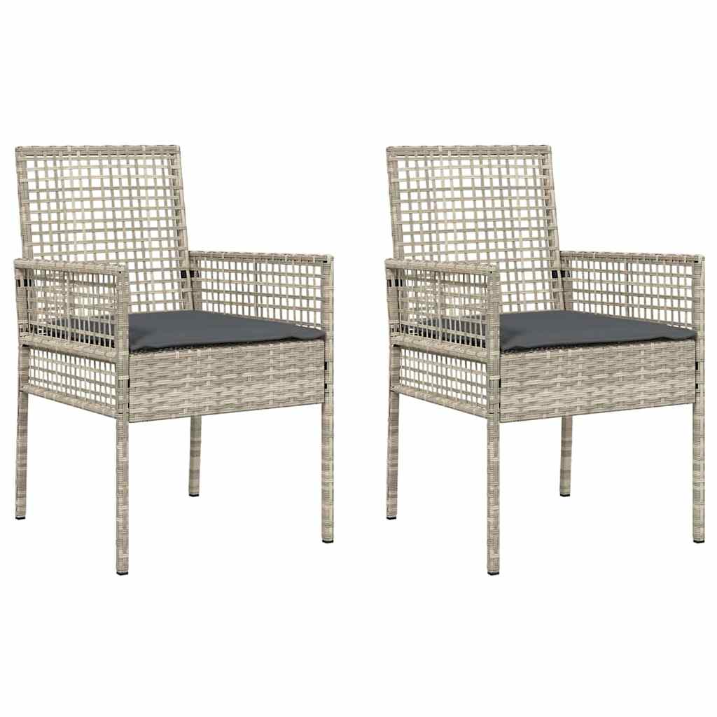 Garden Chair 2 pcs Light Grey 53 x 60 x 85cm Poly Rattan
