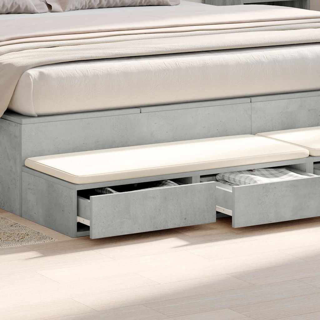 Bed Drawers Concrete grey 200 x 36.5 x 16.5 cm Engineered wood