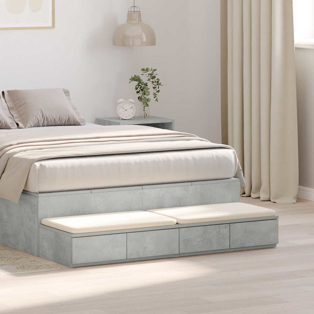 Bed Drawers Concrete grey 120 x 36.5 x 16.5 cm Engineered wood