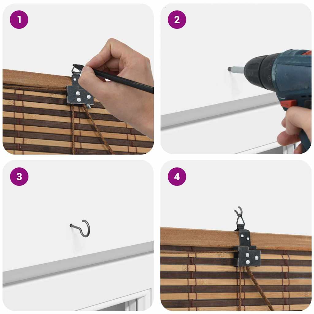 Window Blind Geometric Brown 140 x 220 cm Bamboo