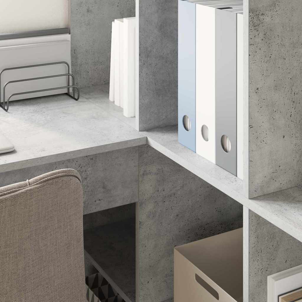 Corner Desk with Shelf Concrete grey 101.5 x 149.5 x 149.5 cm