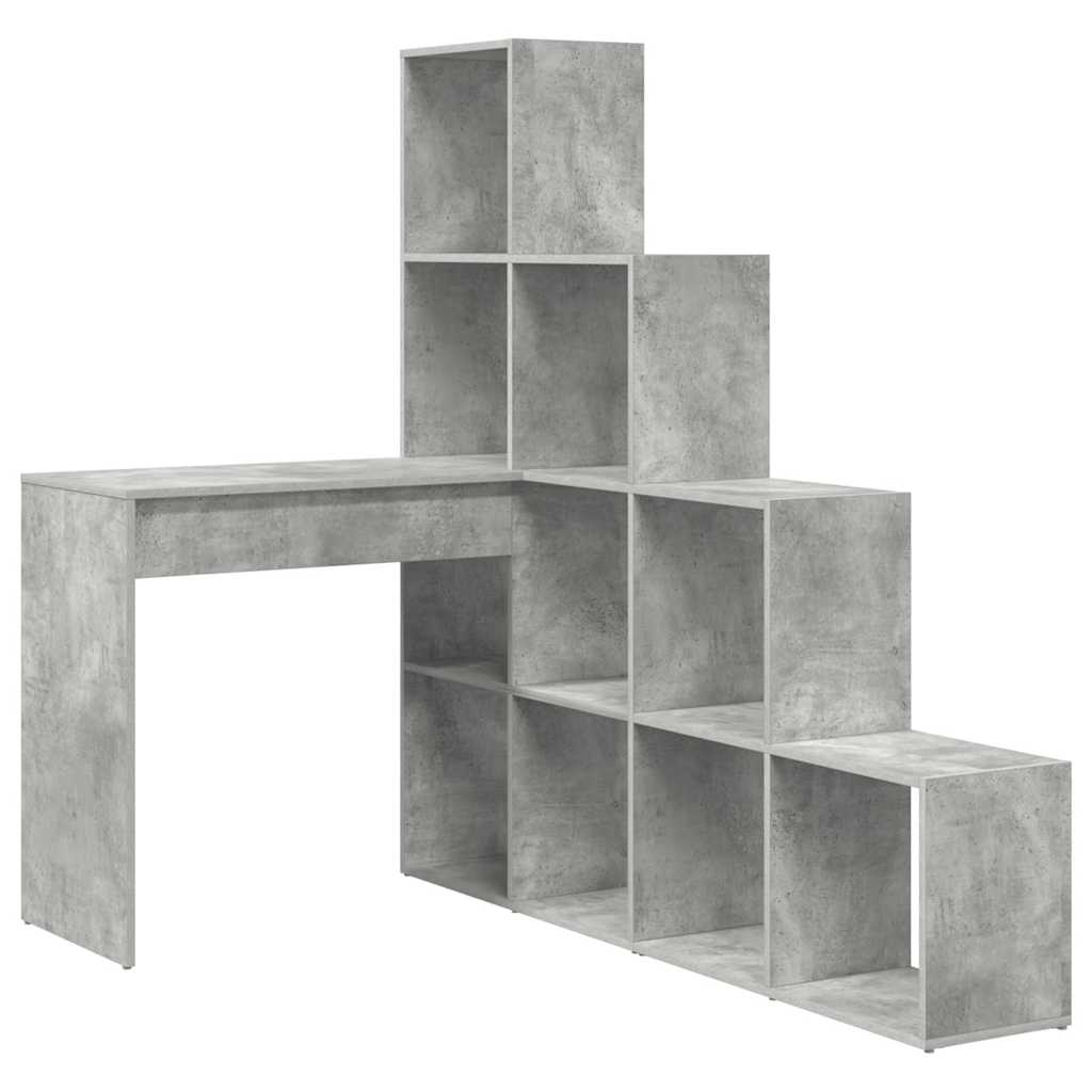 Corner Desk with Shelf Concrete grey 101.5 x 149.5 x 149.5 cm