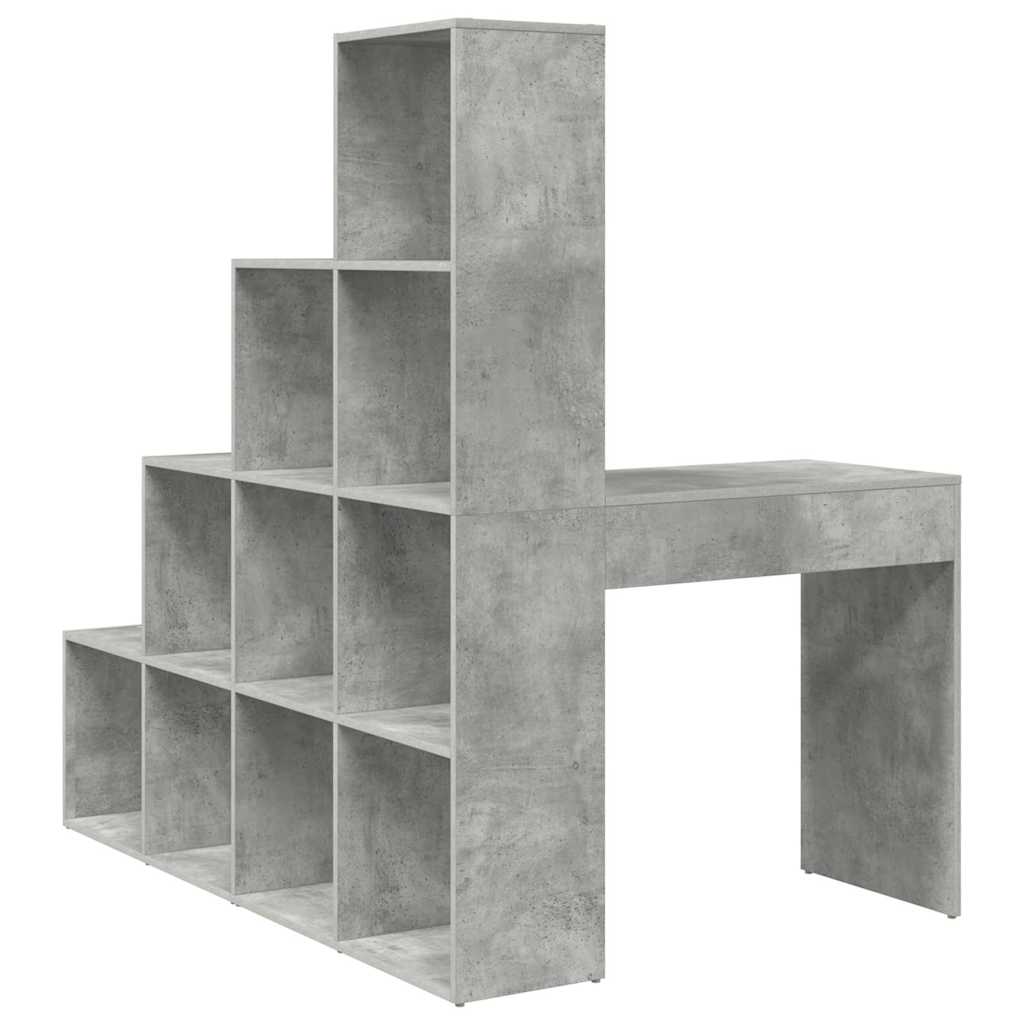Corner Desk with Shelf Concrete grey 101.5 x 149.5 x 149.5 cm