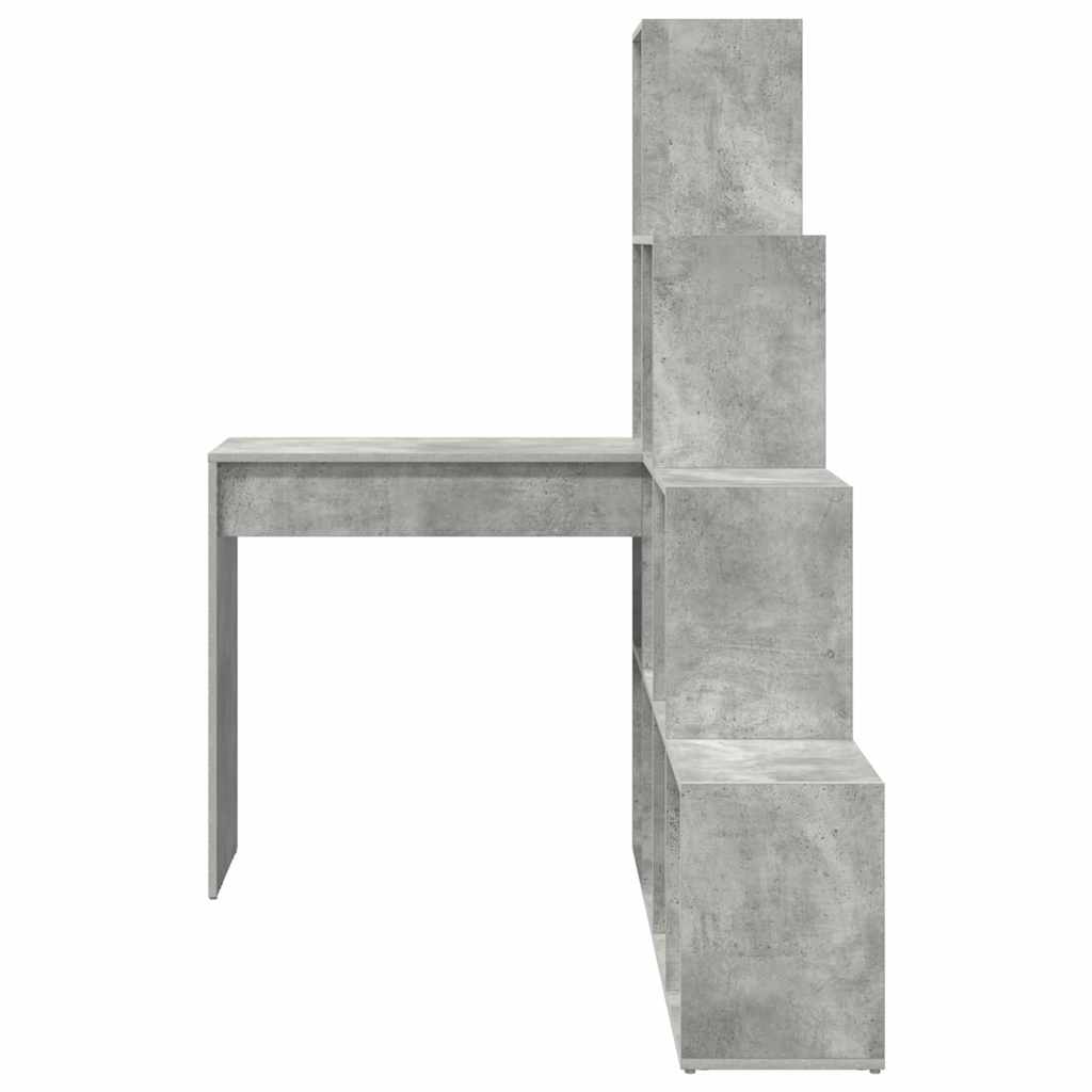 Corner Desk with Shelf Concrete grey 101.5 x 149.5 x 149.5 cm