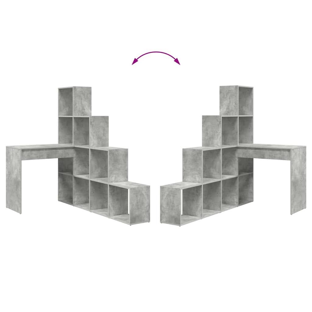 Corner Desk with Shelf Concrete grey 101.5 x 149.5 x 149.5 cm