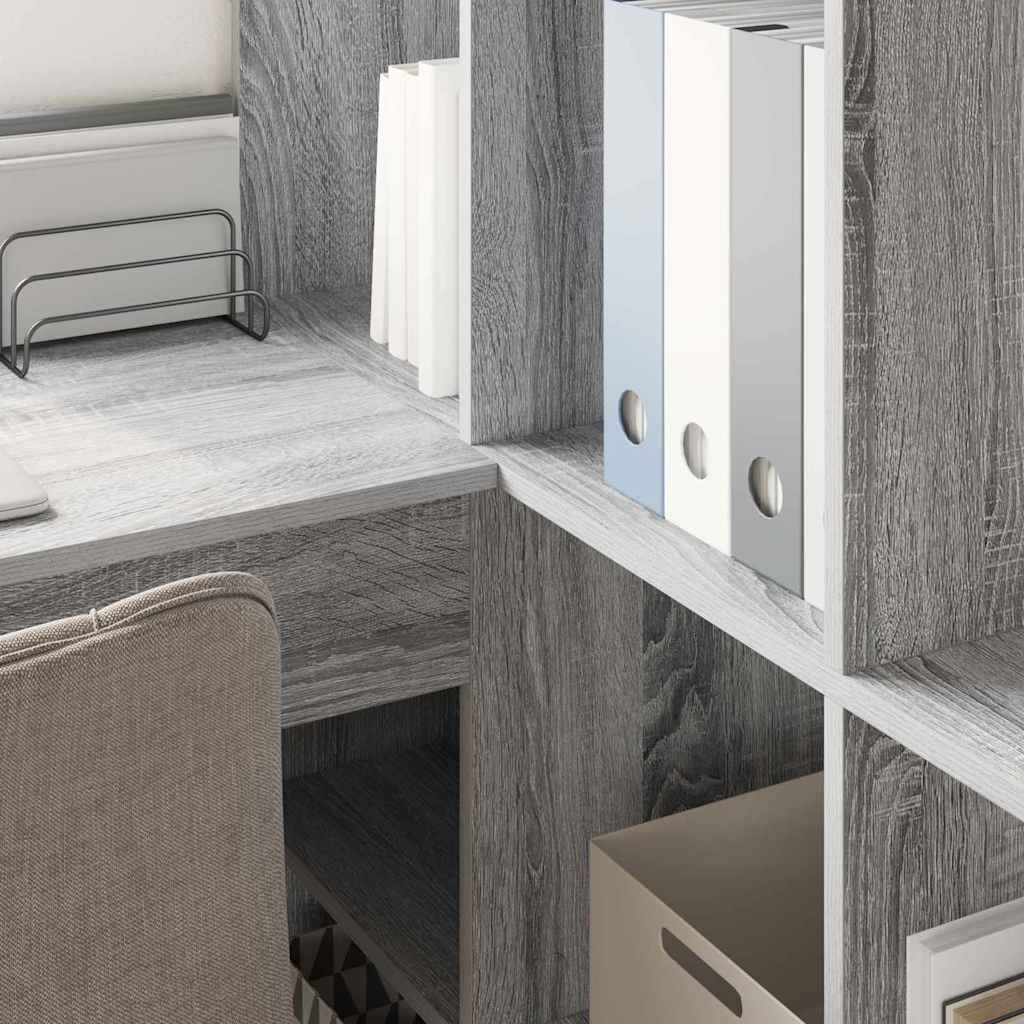 Corner Desk with Shelf Grey sonoma 101.5 x 149.5 x 149.5 cm