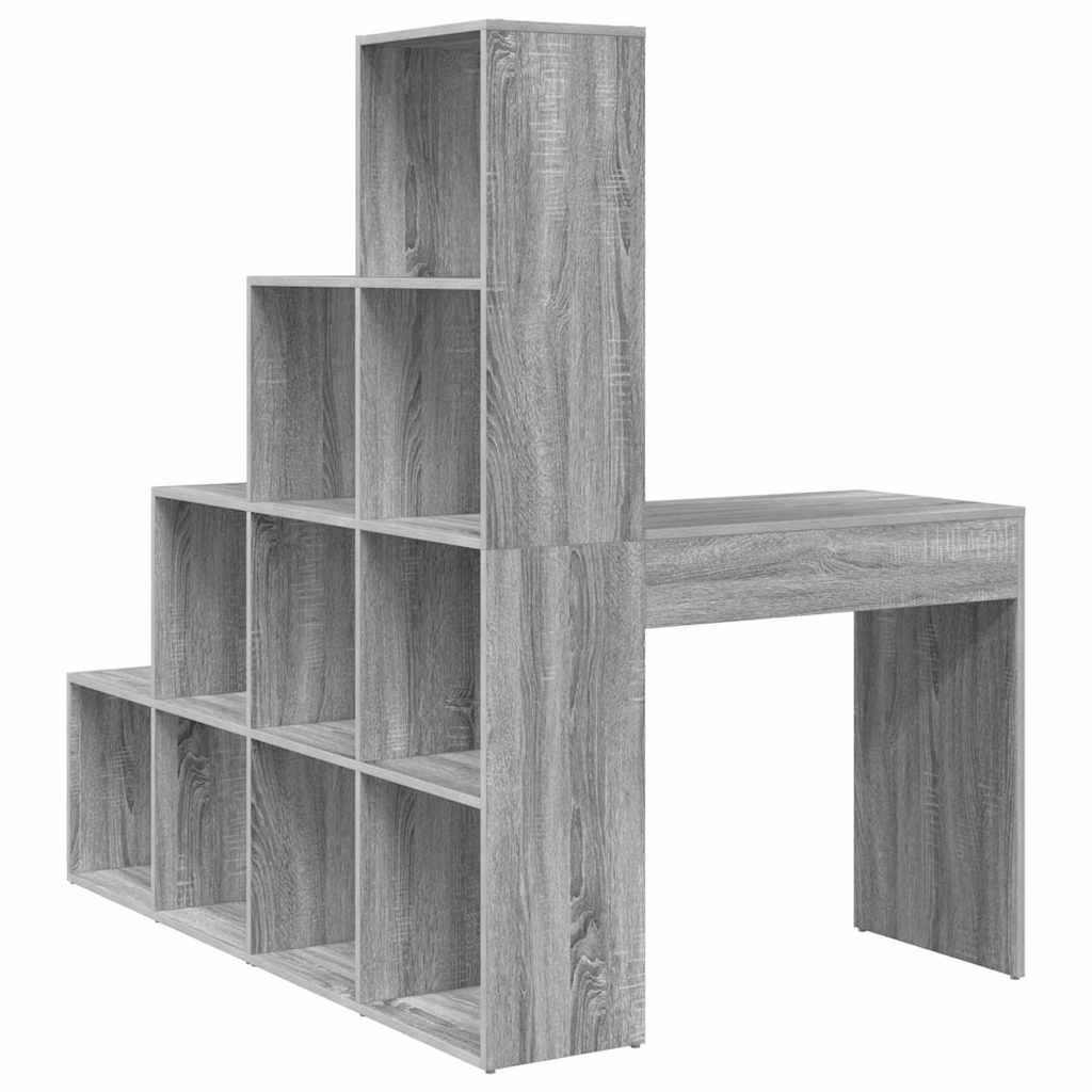 Corner Desk with Shelf Grey sonoma 101.5 x 149.5 x 149.5 cm