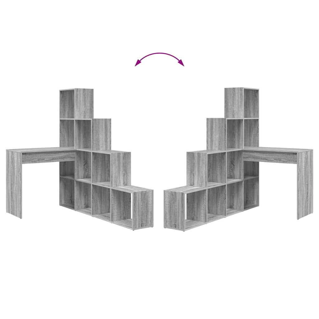 Corner Desk with Shelf Grey sonoma 101.5 x 149.5 x 149.5 cm