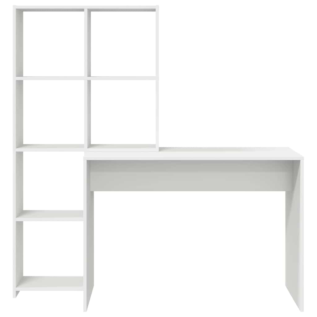 Desk with Shelf White 138.5 x 55 x 143 cm Engineered wood
