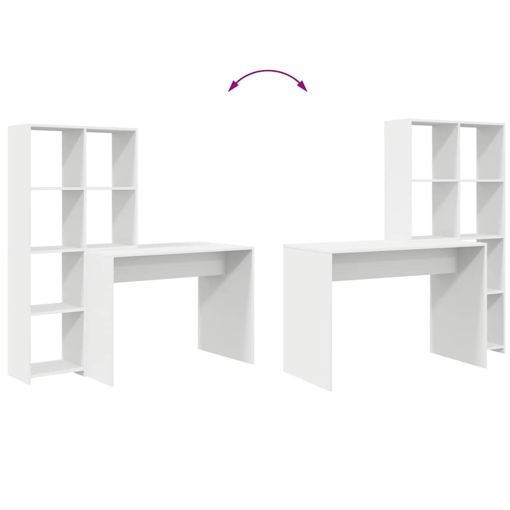 Desk with Shelf White 138.5 x 55 x 143 cm Engineered wood