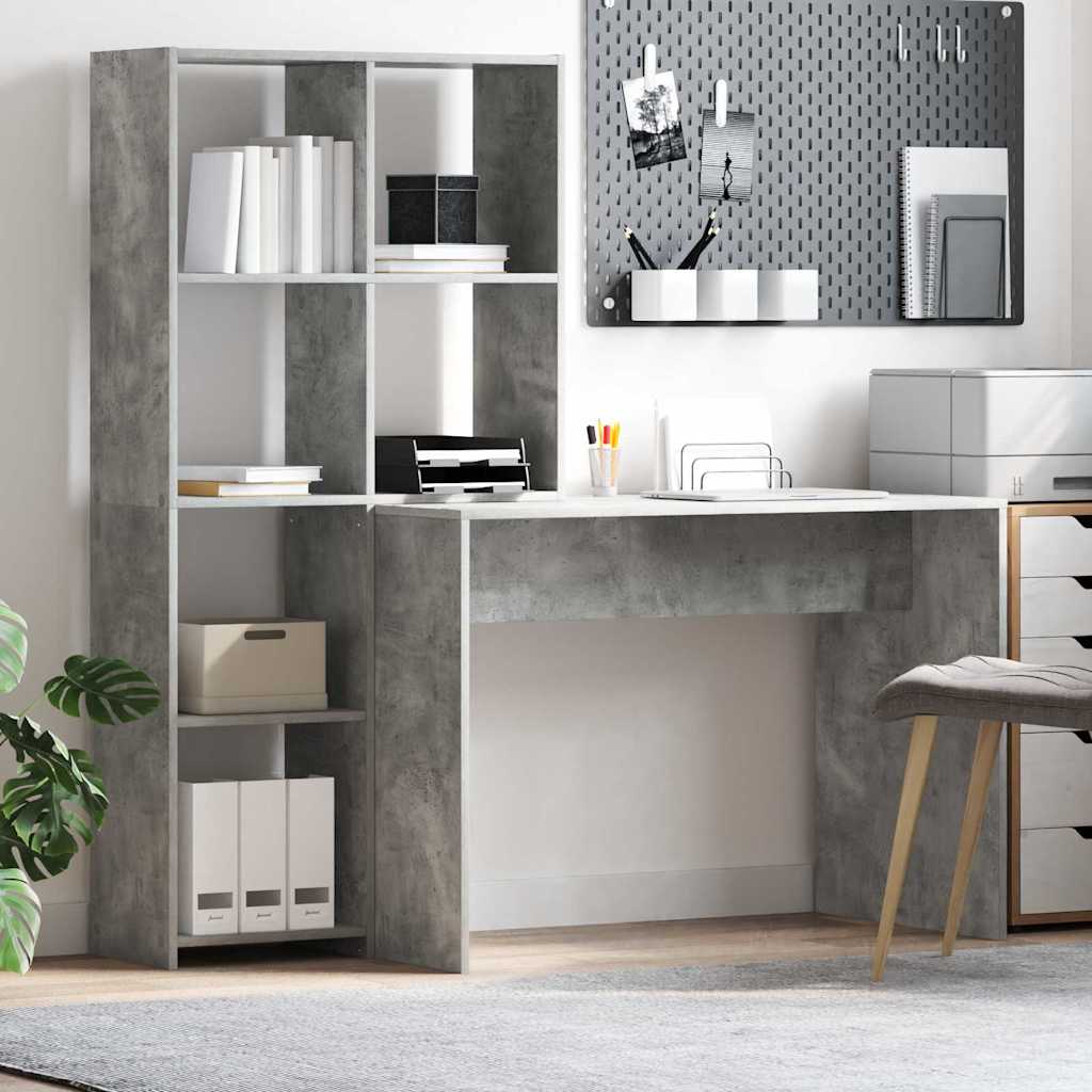 Desk Concrete grey 138.5 x 55 x 143 cm Engineered wood