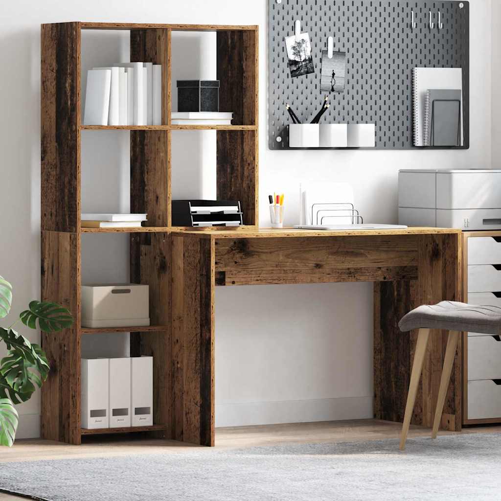 Desk with Shelf Old wood 138.5 x 55 x 143 cm Engineered wood