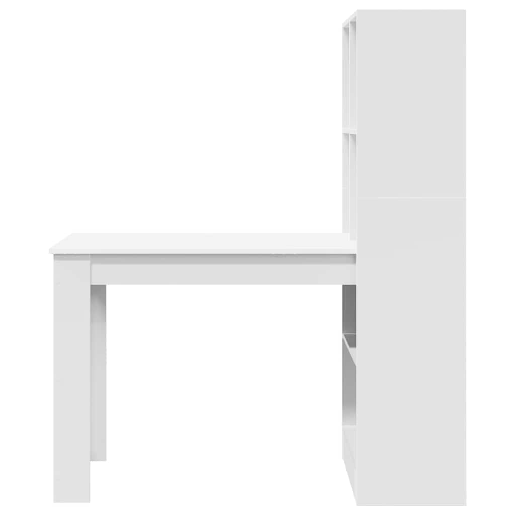 Desk with Shelf White 122 x 67 x 145 cm Engineered Wood