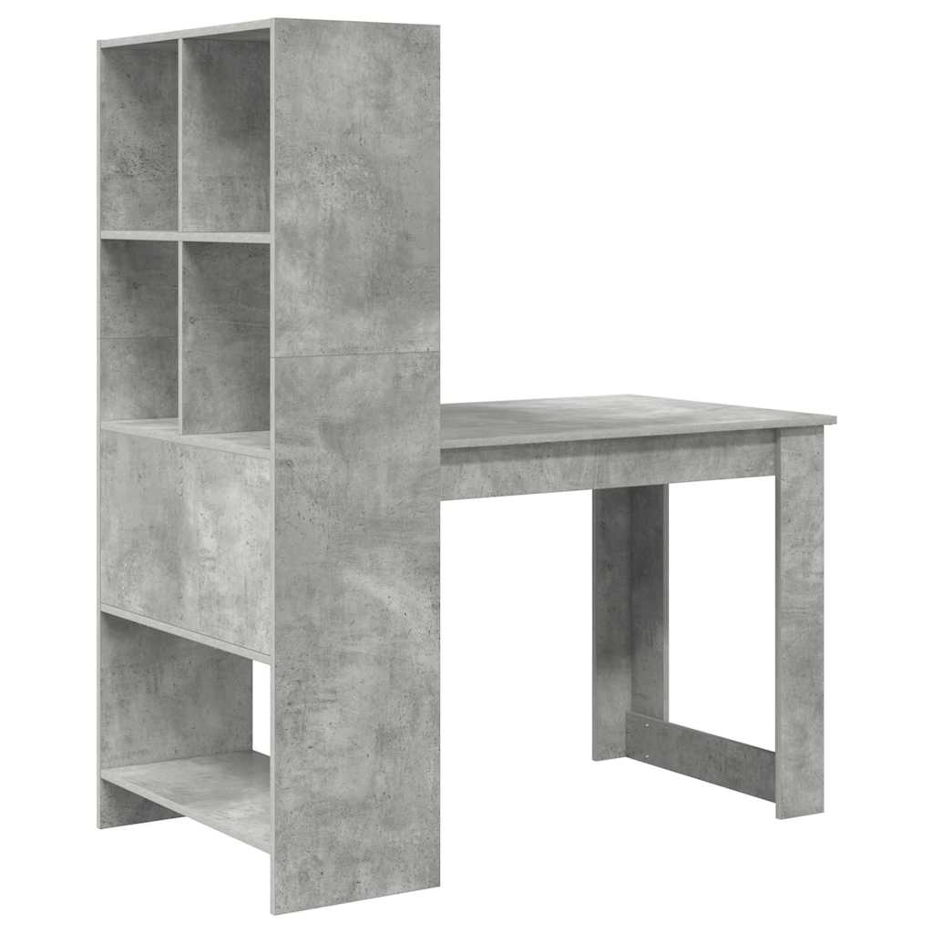 Desk with Shelf Concrete Grey 122 x 67 x 145 cm Engineered Wood
