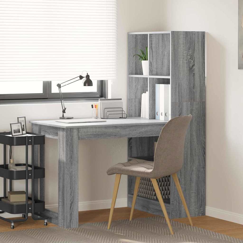 Desk with Shelf Grey Sonoma 122 x 67 x 145 cm Engineered Wood