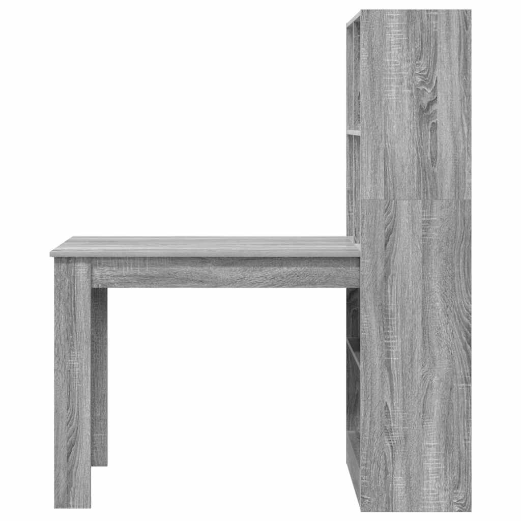 Desk with Shelf Grey Sonoma 122 x 67 x 145 cm Engineered Wood