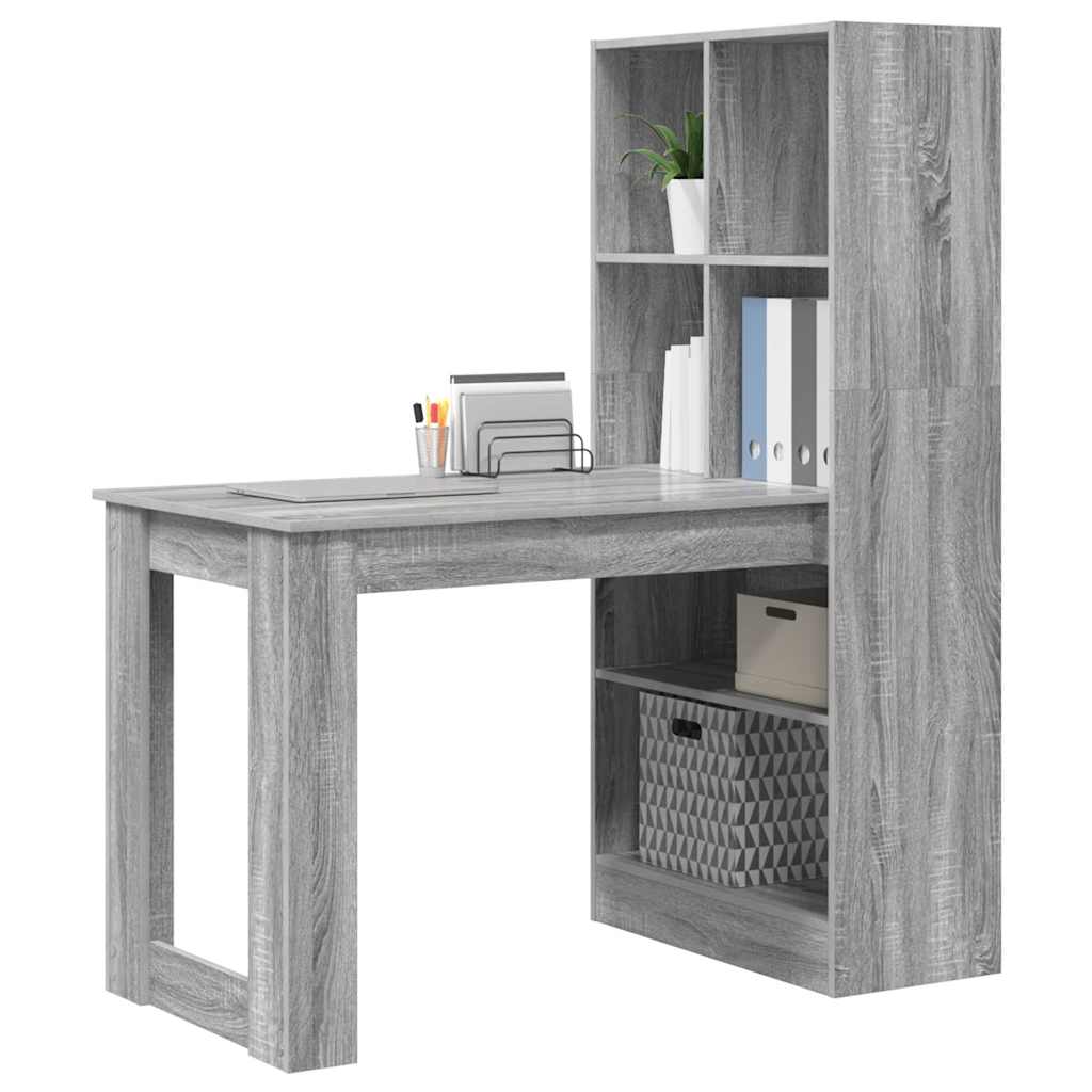 Desk with Shelf Grey Sonoma 122 x 67 x 145 cm Engineered Wood