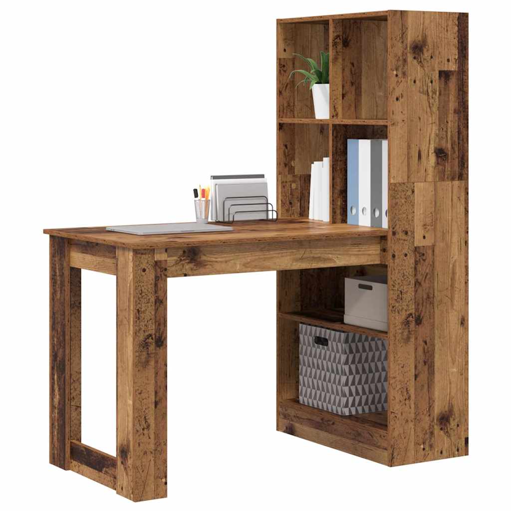Desk with Shelf Old Wood 122 x 67 x 145 cm Engineered Wood