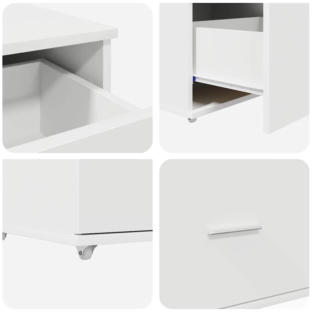 Desk with Drawer White 131.5 x 50 x 106.5 cm Engineered wood
