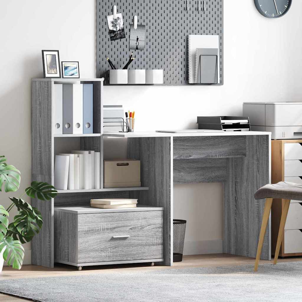 Desk Grey sonoma 131.5 x 50 x 106.5 cm Engineered wood