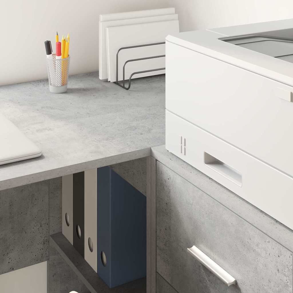 Corner Desk Concrete Grey 102 x 50 x 75 cm Engineered wood